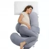 Almohada de embarazo en forma de F Momcozy PP007, gris terciopelo