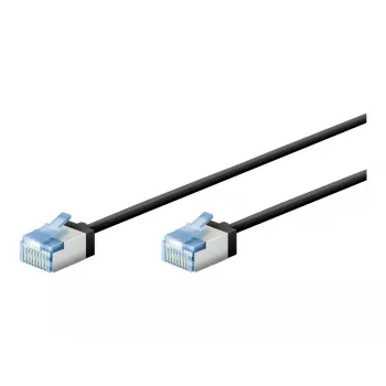 Cable de parcheo Goobay CAT 6A ultra flexible slim U/FTP negro - conector extra corto (74315)