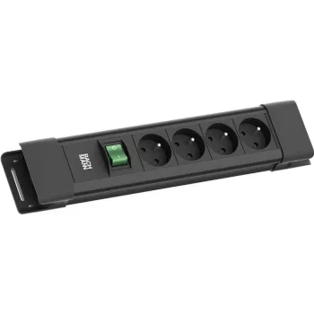Regleta de enchufes Bachmann CONNECTUS 4xUTE 1xinterruptor 2,0m CEE7/7 Negro