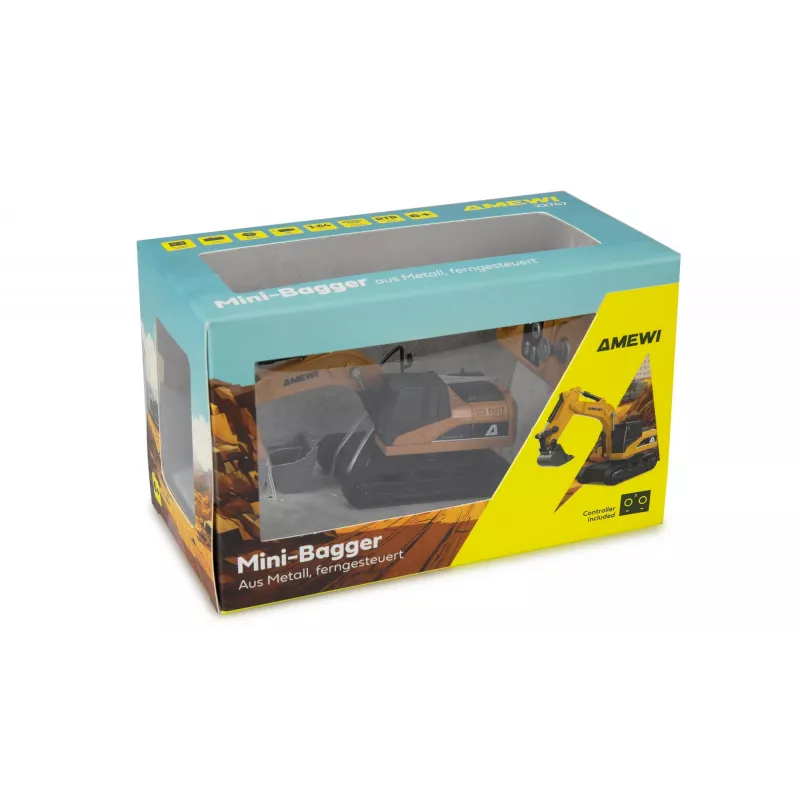 Excavadora modelo RC Amewi 22747 escala 1:64, motor eléctrico, para niños a partir de 6 años