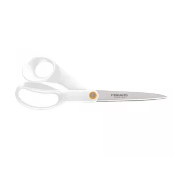 Fiskars F061200487 tijeras de oficina/manualidades con corte recto – acero inoxidable, blanco
