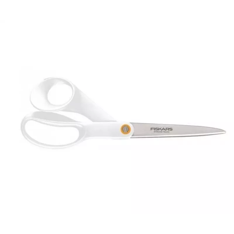 Fiskars F061200487 tijeras de oficina/manualidades con corte recto – acero inoxidable, blanco