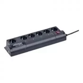 Regleta de protección contra sobretensiones programable Gembird EG-PMS2, 6 tomas, negra, conector Schuko, 1 ud.