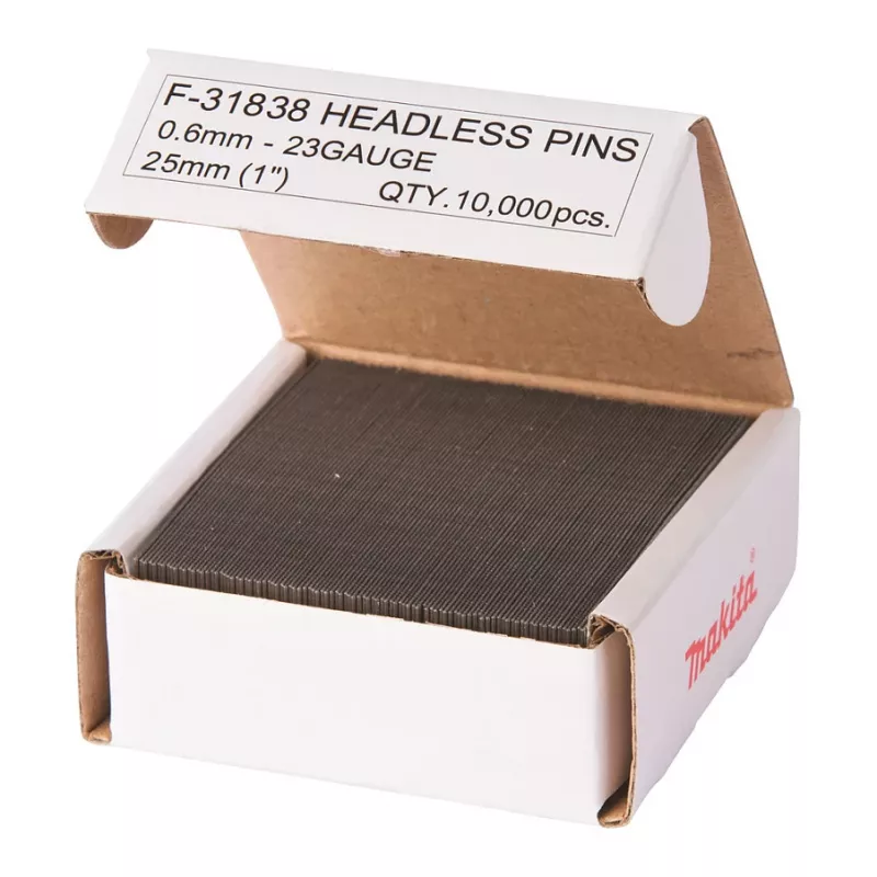 Makita F-31838 clavos de cabeza cincados, 0,6 x 25 mm, 23 Ga, 10000 uds.