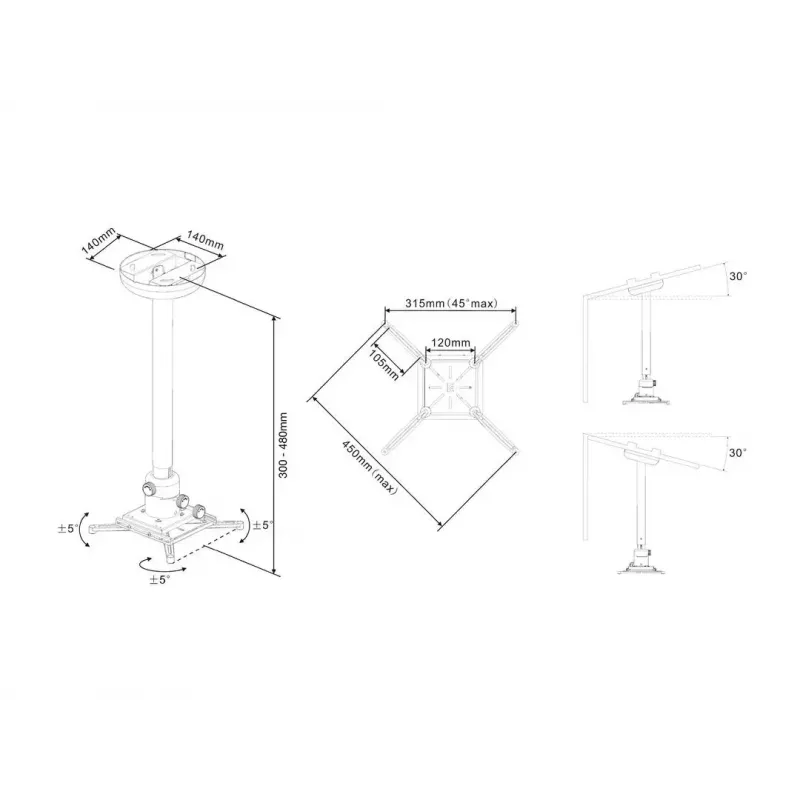 Soporte de techo Multibrackets M Universal Projector 300-480 con ajuste fino