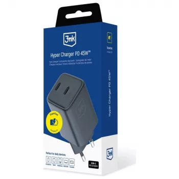 Cargador 3MK Hyper Charger PD 45W GaN QC4+ PPS — cargador rápido USB-C PD 45W GaN