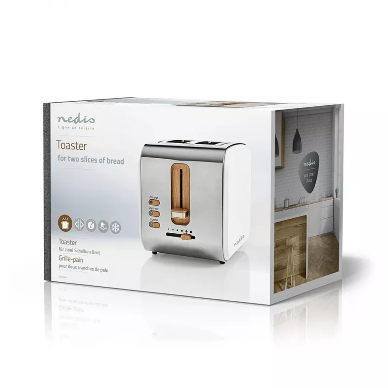 Nedis KABT510EWT Tostadora, 2 ranuras anchas, soft-touch, blanca