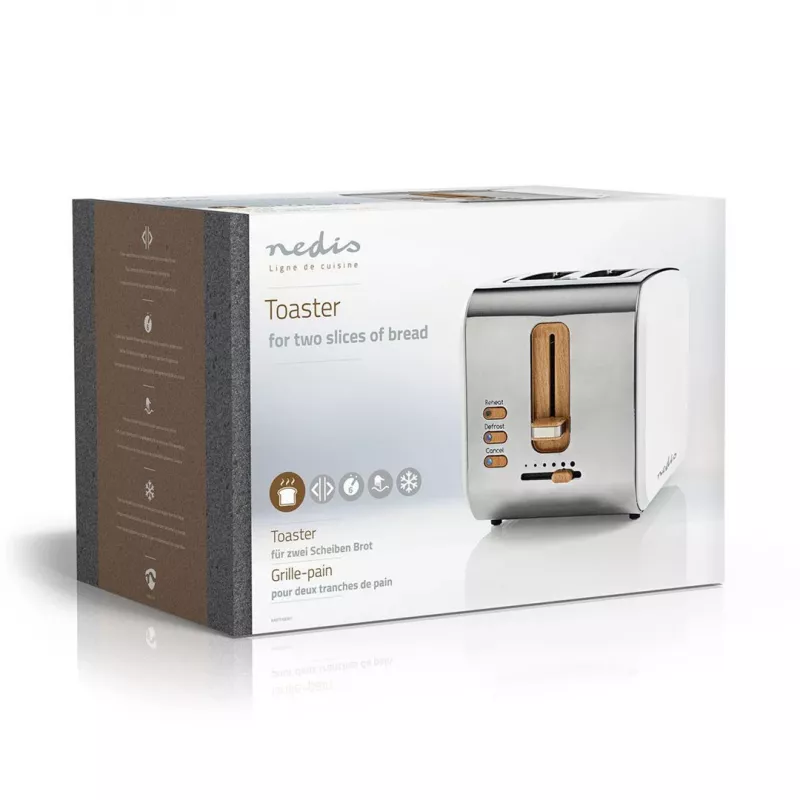 Nedis KABT510EWT Tostadora, 2 ranuras anchas, soft-touch, blanca