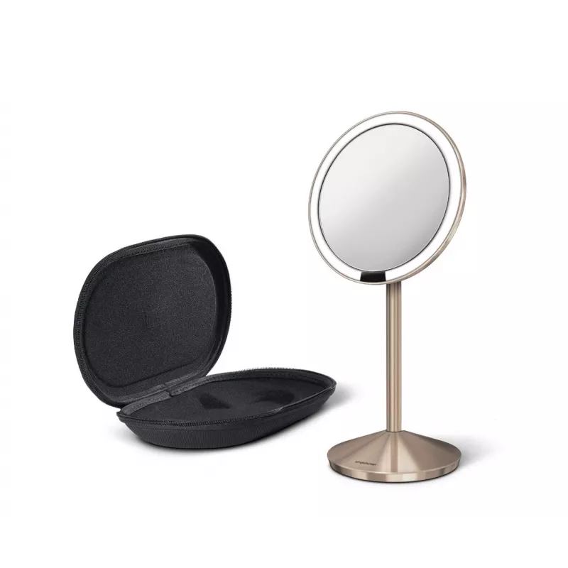 Espejo plegable con sensor simplehuman, 12 cm, recargable, acero inoxidable oro rosa
