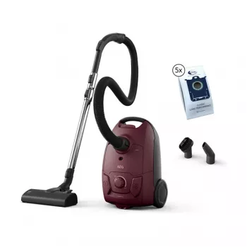 Aspirador de tambor AEG AB51C1DR5B — En seco 3 L bolsa, 750 W, filtro higiénico, rojo