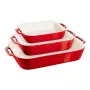 Molde de horno rectangular de cerámica ZWILLING antiadherente 3 piezas, rojo, máx. 300°C