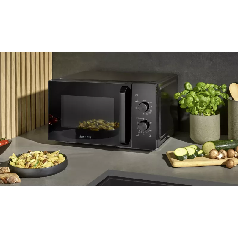 Microondas combinado SEVERIN MW 7792, aparato de sobremesa, 20 L, 900 W, negro, botones y mando giratorio