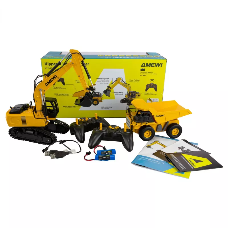 Amewi Volquete y excavadora de cadenas 2en1 Set 1:24 RTR 6+