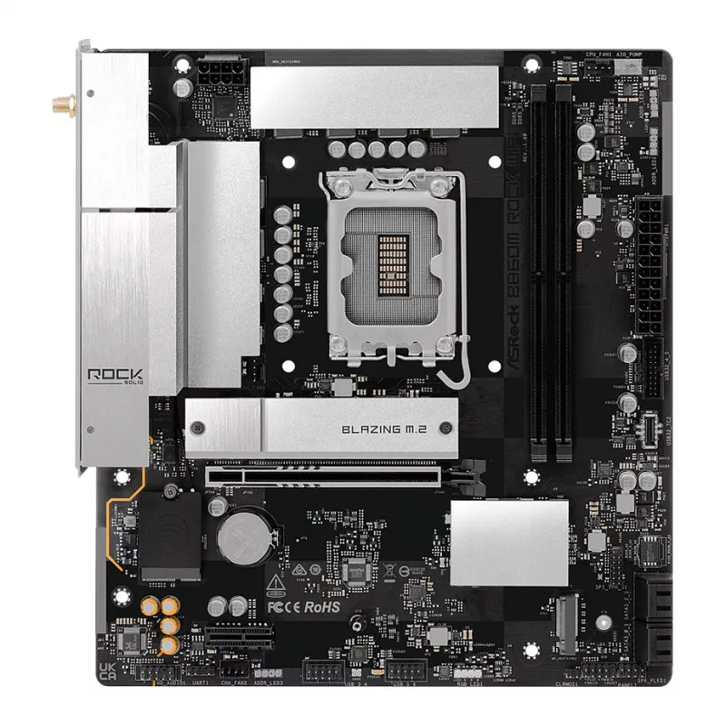 Placa base ASRock B860M Rock WiFi (mATX, Intel LGA 1851, DDR5, HDMI, DisplayPort)
