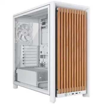 Caja para PC semitorre CORSAIR FRAME 4000D RS Wood blanco/roble, semitorre compatible con ATX, cristal templado
