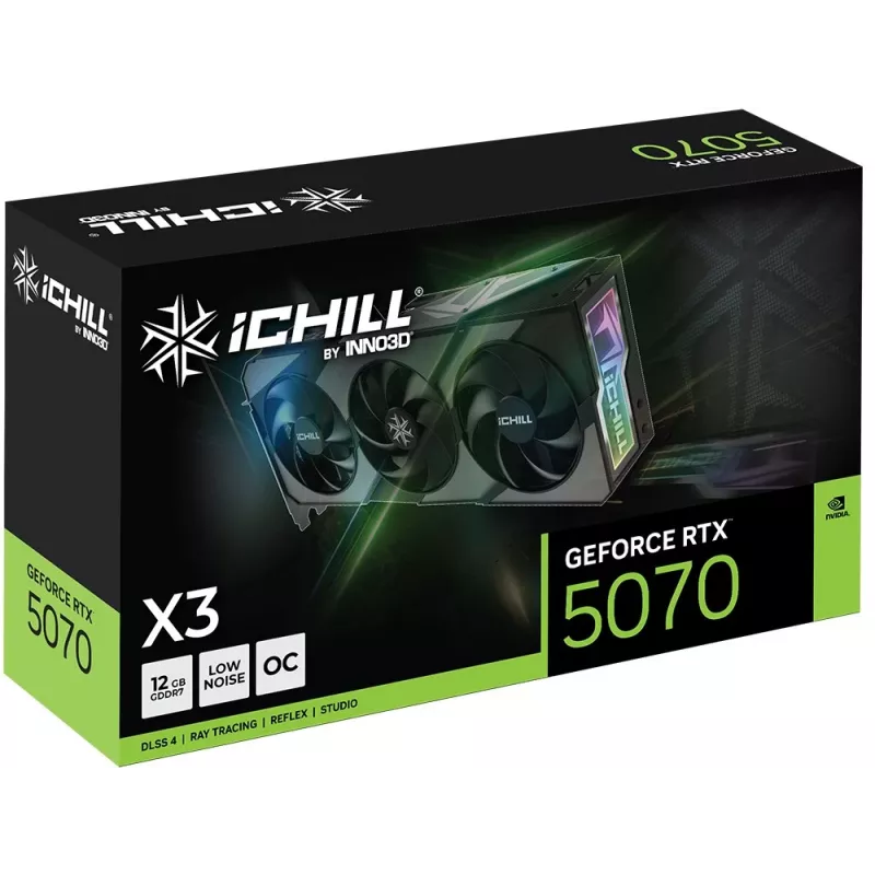 Tarjeta gráfica Inno3D iChill GeForce RTX 5070 X3 — 12 GB GDDR7, 192 bits, PCIe 5.0