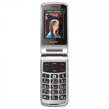 Teléfono móvil plegable de teclas grandes Beafon SL645 LTE 4G para mayores negro-plata 2,8