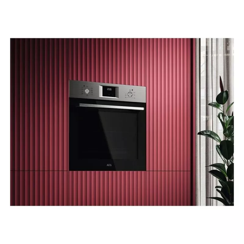 Horno eléctrico empotrable AEG Serie 5000 OU5AB20SM – 72 l, A+, acero inoxidable/negro, control táctil y giratorio