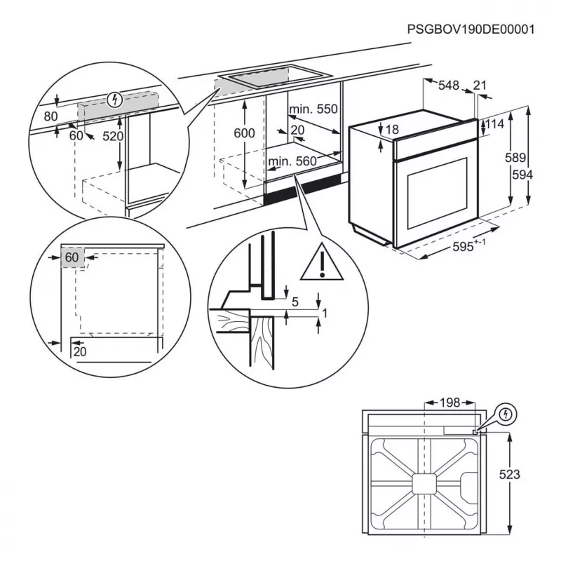 Horno eléctrico empotrable AEG Serie 5000 OU5AB20SM – 72 l, A+, acero inoxidable/negro, control táctil y giratorio