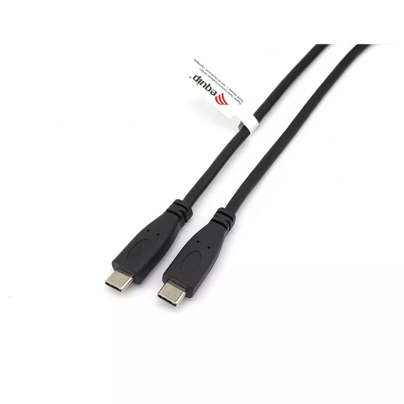 Cable USB-C a USB-C 2.0 EQUIP 128833, 0,5 m, PD 60 W, 0,48 Gbit/s, contactos niquelados, negro