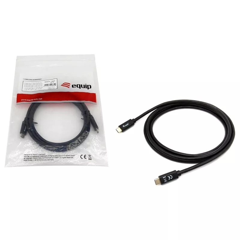 Cable USB-C a USB-C EQUIP 128348, USB 3.2 Gen 1 (5 Gbit/s), PD 60 W, 0,5 m, negro