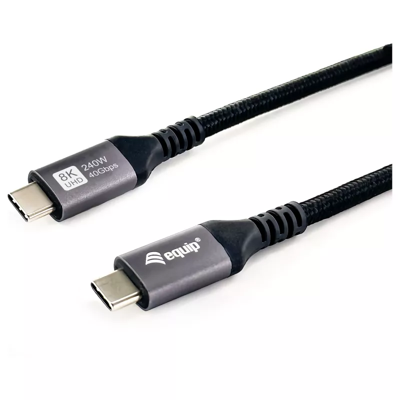 Cable USB4 Gen3x2 C–C EQUIP 128380, 0.5 m, PD 3.1 240W, 40 Gbps, 8K/60Hz, negro