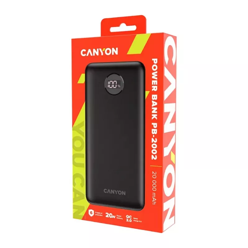 Batería externa Canyon PB-2002 20.000 mAh PD20W negra