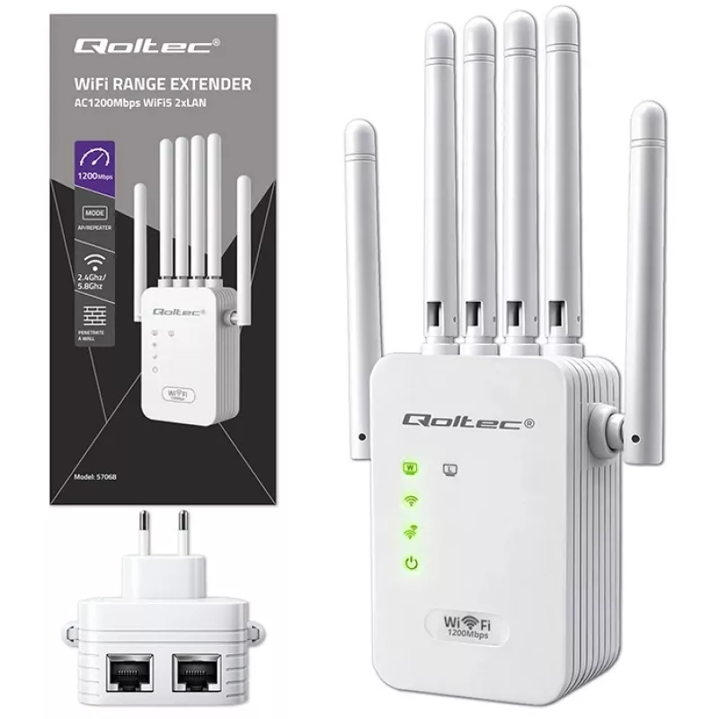 Amplificador de señal Wi‑Fi QOLTEC AC1200 – amplificador de señal dual band QOLTEC AC1200