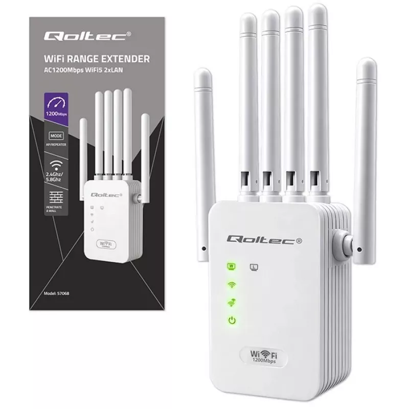 Amplificador de señal Wi‑Fi QOLTEC AC1200 – amplificador de señal dual band QOLTEC AC1200