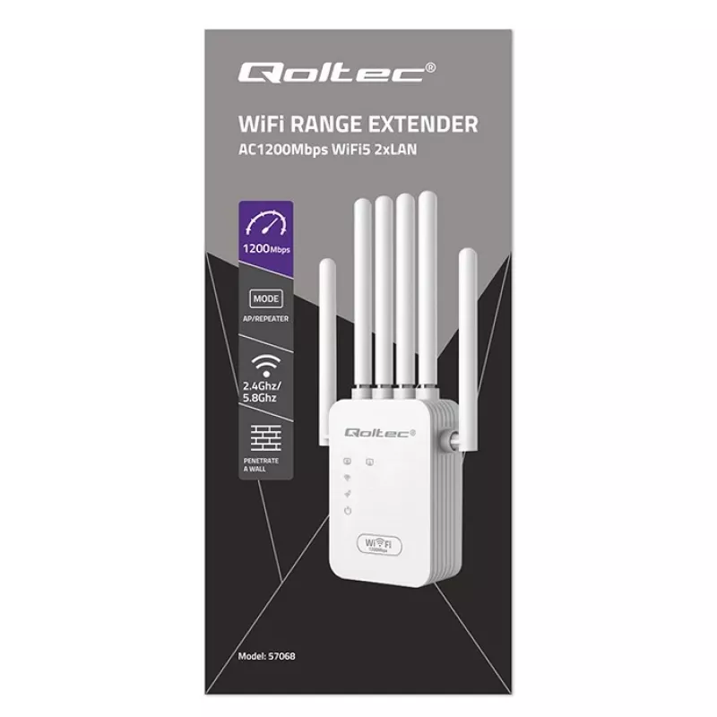 Amplificador de señal Wi‑Fi QOLTEC AC1200 – amplificador de señal dual band QOLTEC AC1200