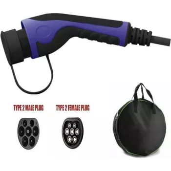 Cable de carga para coche eléctrico Helos, Type 2, TÜV, trifásico, 32 A, 22 kW, 7,5m compatible con todos los vehículos habituales, modo de carga Mode 3 (IEC 61851), potencia de carga