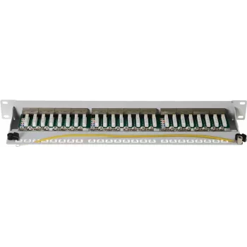 Panel de parcheo helos 146867 RJ-45 24 puertos, gris RAL 7035