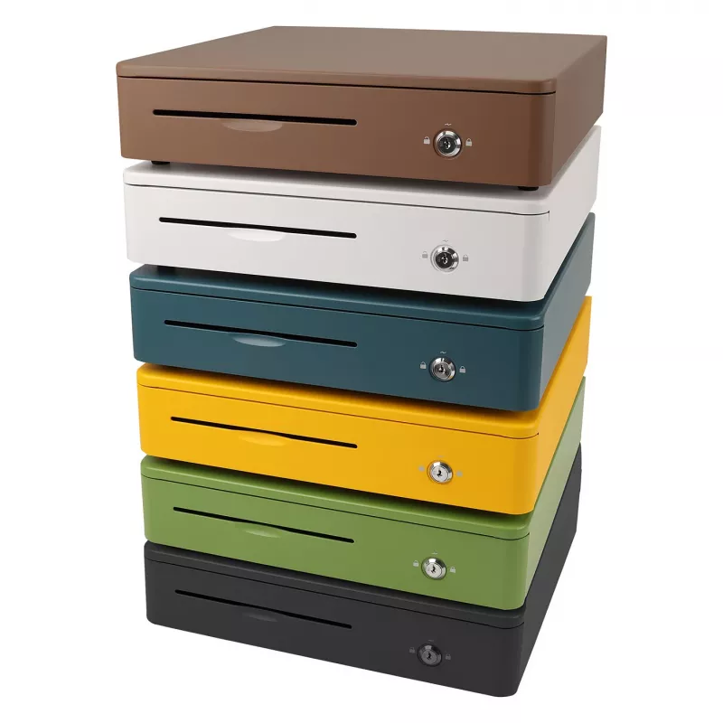 Cajón portamonedas electrónico Olympia M405, carcasa de metal, verde, 405×400×102 mm, 2 llaves