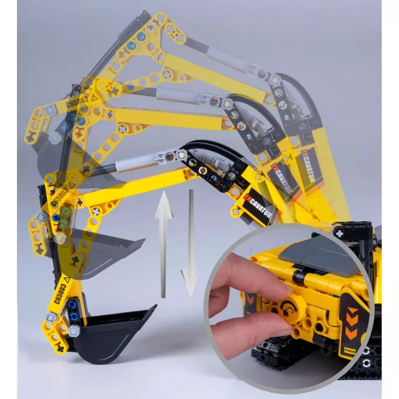 Excavadora de juguete Jamara CaDA excavadora bloques de construcción, edad recomendada 8+, peso 0,36 kg, negro/amarillo