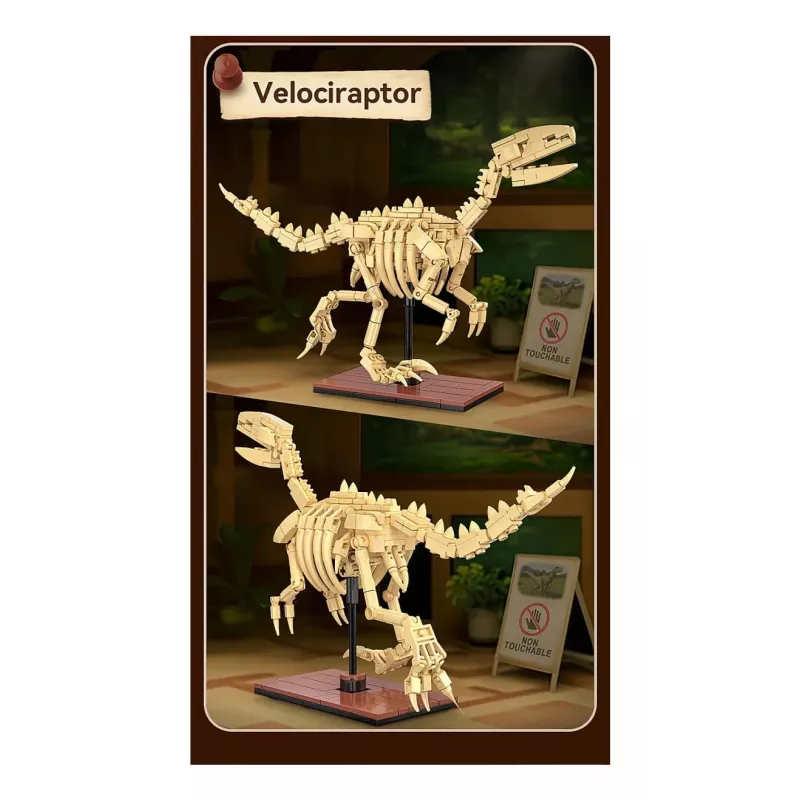 Set de construcción Jamara CaDA fósil de dinosaurio Velociraptor — 256 piezas, edad 8+, beige/marrón