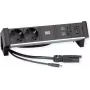 Módulo de corriente Bachmann DESK2 ALU negro – regleta de enchufes de escritorio con 2x tomas CEE7/3, cable de 1,0 m, 1x cargador USB 22W