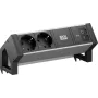 Bachmann DESK2 ALU negro regleta de conexión de mesa 2x CEE7/3 1x USB-C/C 45W negro RAL9005