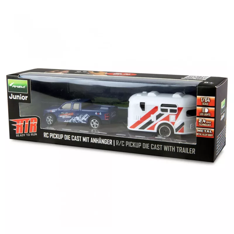 Coche teledirigido Amewi 22680 1:64 RTR con remolque, azul
