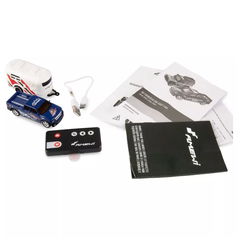 Coche teledirigido Amewi 22680 1:64 RTR con remolque, azul