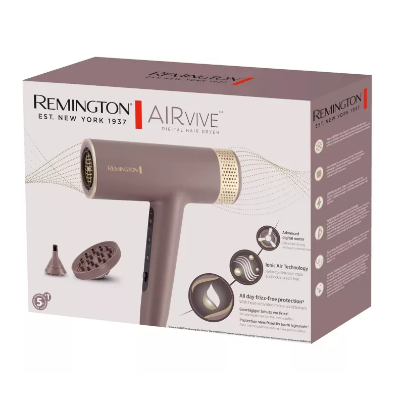 Secador de pelo Remington EC8930, 1600 W, motor digital, 110000 rpm, rosa, cable de 3 m