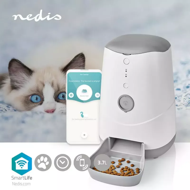 Nedis WIFIPET10CWT Dispensador automático de comida para mascotas 3,7 L Wi-Fi