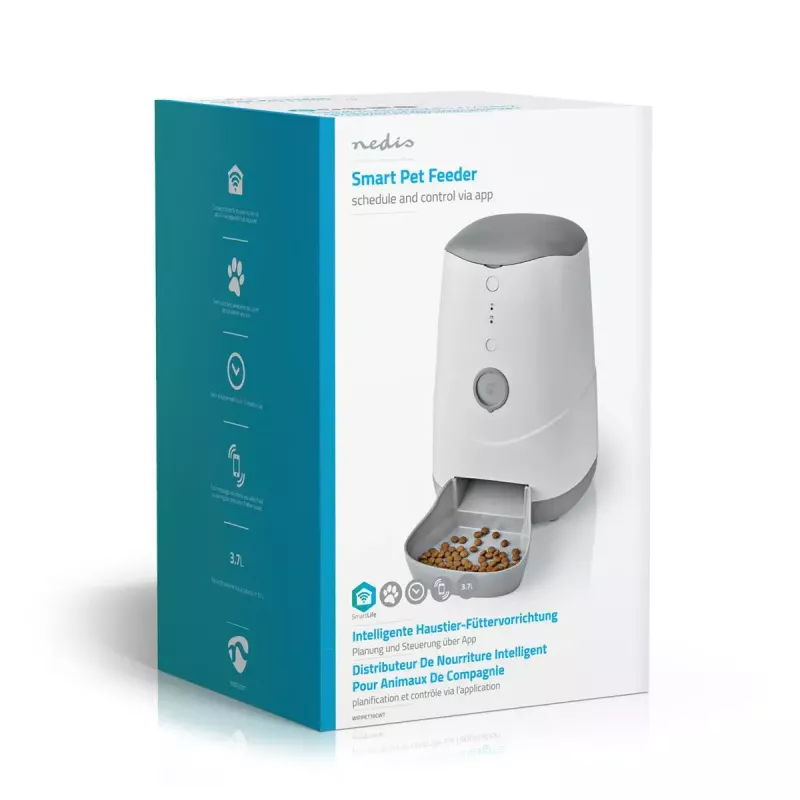 Nedis WIFIPET10CWT Dispensador automático de comida para mascotas 3,7 L Wi-Fi
