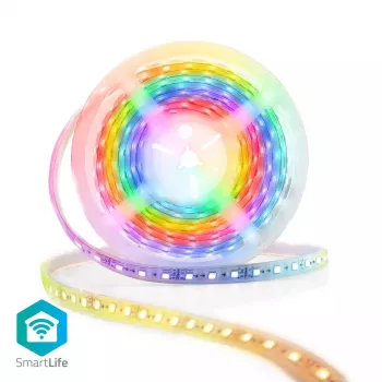 Tira de luz inteligente Nedis WIFILS51CRGB – Wi‑Fi, RGB, 24 W, cable de 1 m, 12 mm de ancho