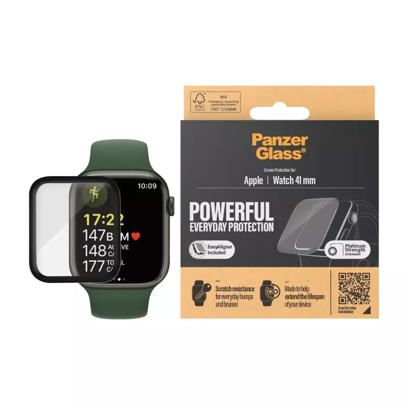 Protector de pantalla PanzerGlass Apple Watch Series 8 7 41mm Transparente