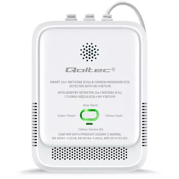 Detector de fugas de gas y monóxido de carbono QOLTEC 52654 – sensor para gas natural y CO