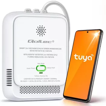Detector de fugas de gas y monóxido de carbono QOLTEC 52654 – sensor para gas natural y CO