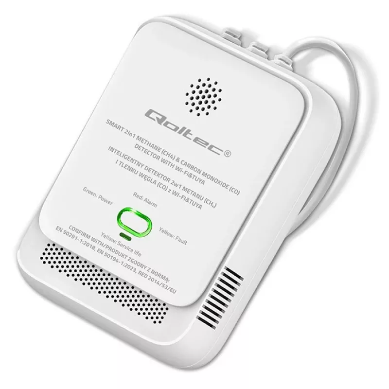 Detector de fugas de gas y monóxido de carbono QOLTEC 52654 – sensor para gas natural y CO