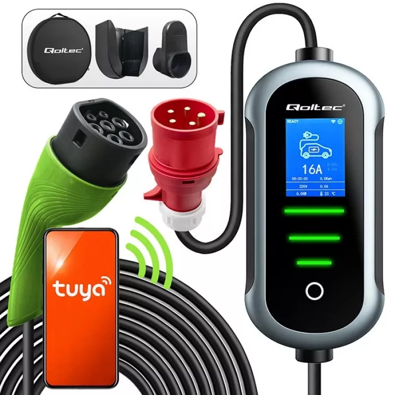 Cargador para coche eléctrico QOLTEC 11 kW 400 V CEE 16 A con WiFi