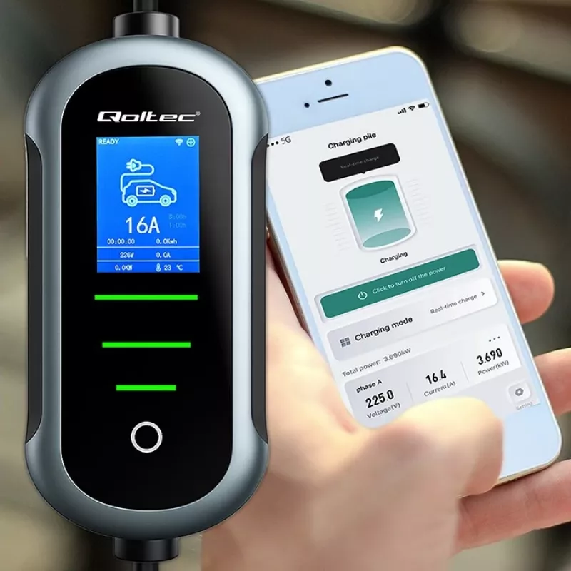 Cargador para coche eléctrico QOLTEC 11 kW 400 V CEE 16 A con WiFi
