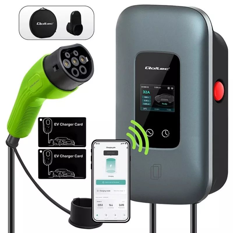 Estación de carga para VE QOLTEC trifásica 22 kW 32 A con WiFi (modelo 52723)